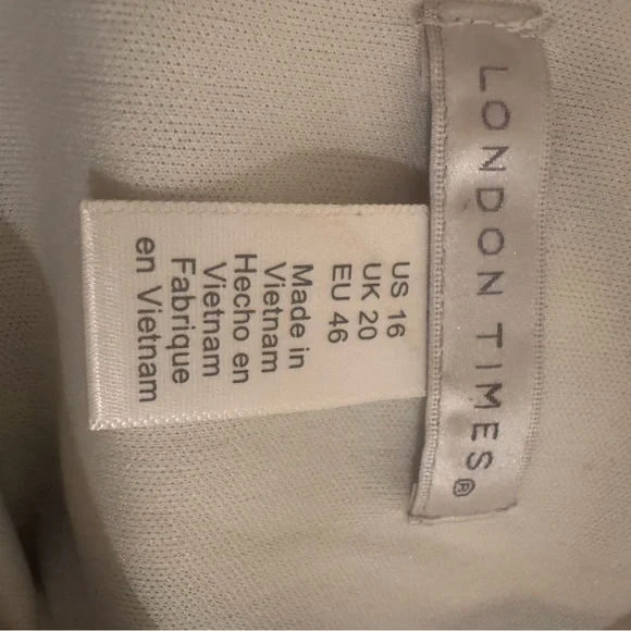 London Times Cream Midi Dress with Blue Floral Print - Picture 3 of 3